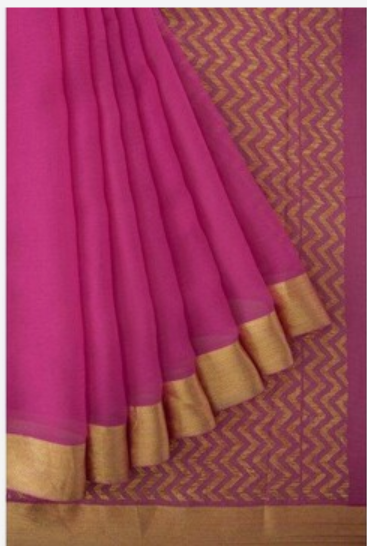 FLORESCENT PINK CHIFFON SAREE