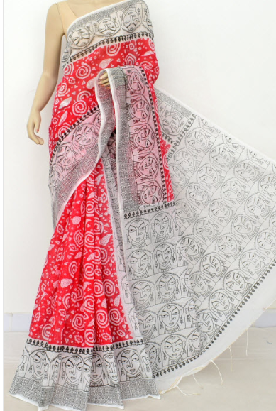 Tant Cotton Saree Red